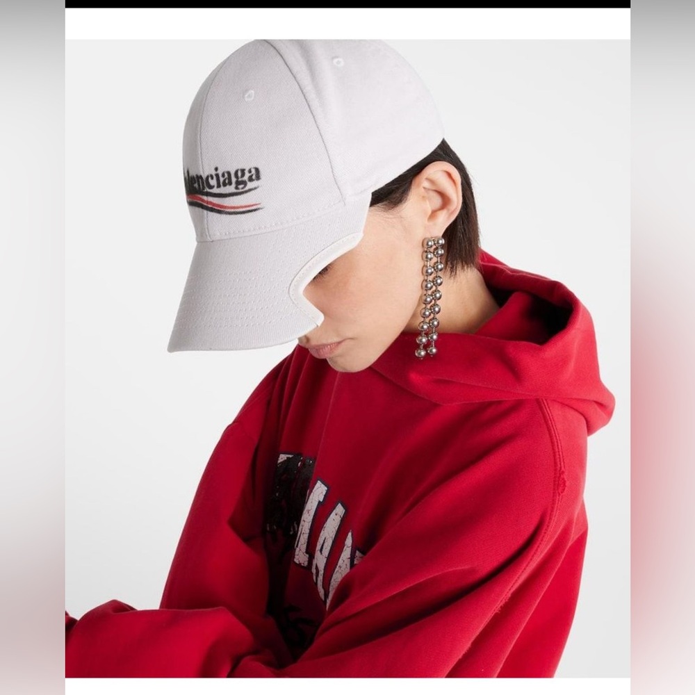 Balenciaga Political Stencil Cap in off white and black cotton drill..medium New